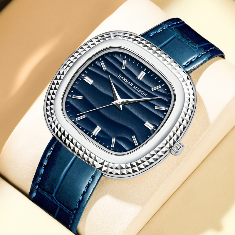 Smartwatch Ladies Watches Branded - ساعة ماركة ZHANGU بحزام جلدي أسود،