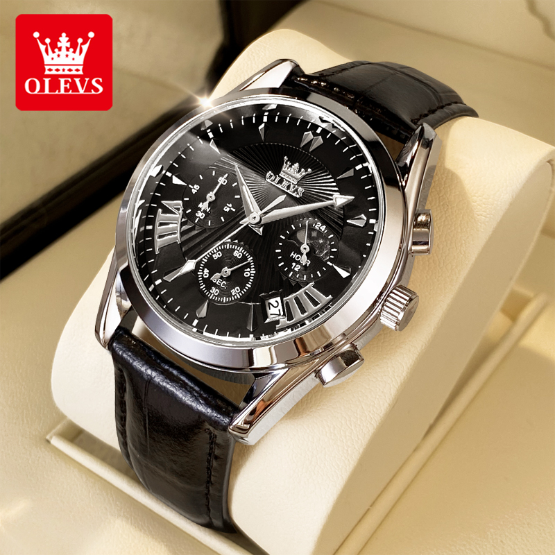Leather Watch Strap - ساعات OLEVS كاجوال عصرية للرجال على