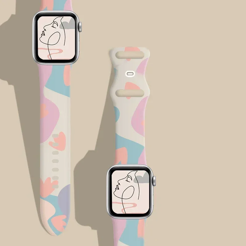Smartwatch Iphone Watches For Women - المطبوعة سيليكون الفرقة ل أبل حزام