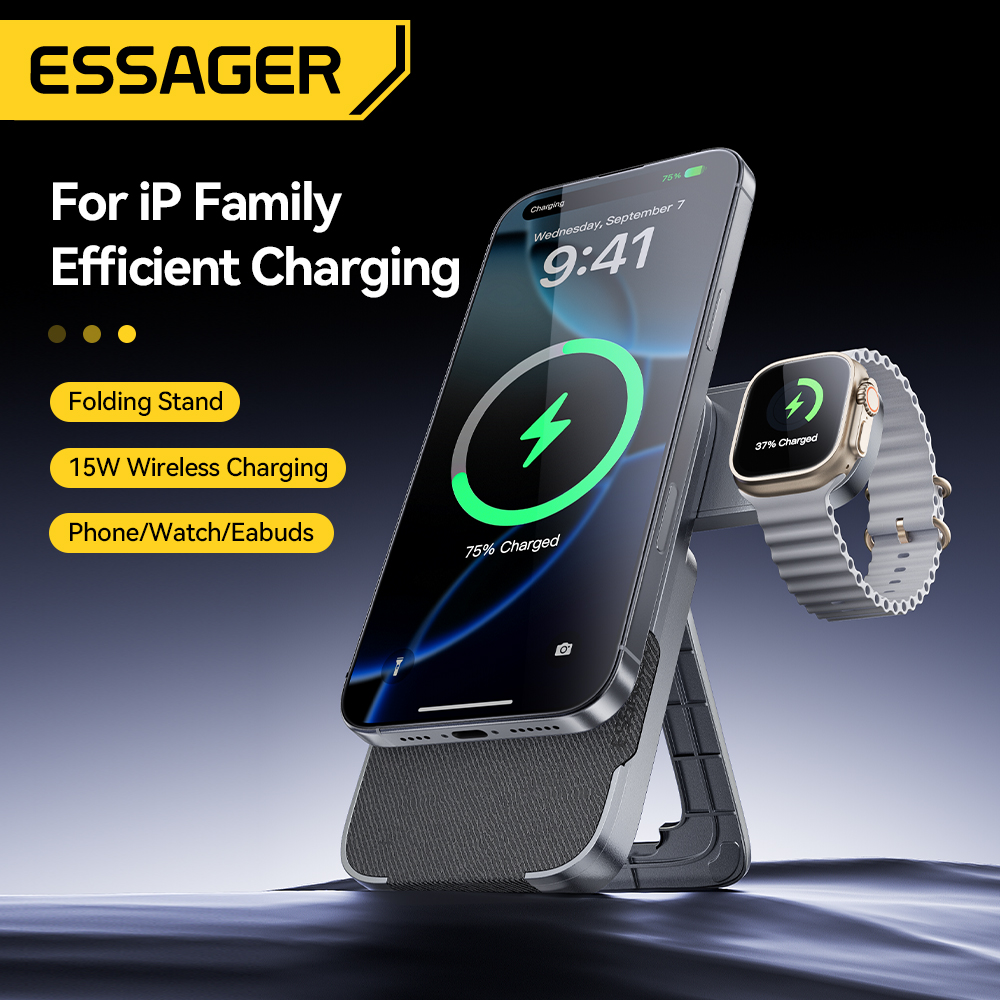 Essager 3 في 1 حامل شاحن لاسلك - مراجعة Smartwatch Watches Compatible With Iphone وسعره