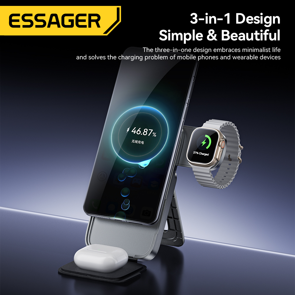 Essager 3 في 1 حامل شاحن لاسلك - مراجعة Smartwatch Watches Compatible With Iphone وسعره