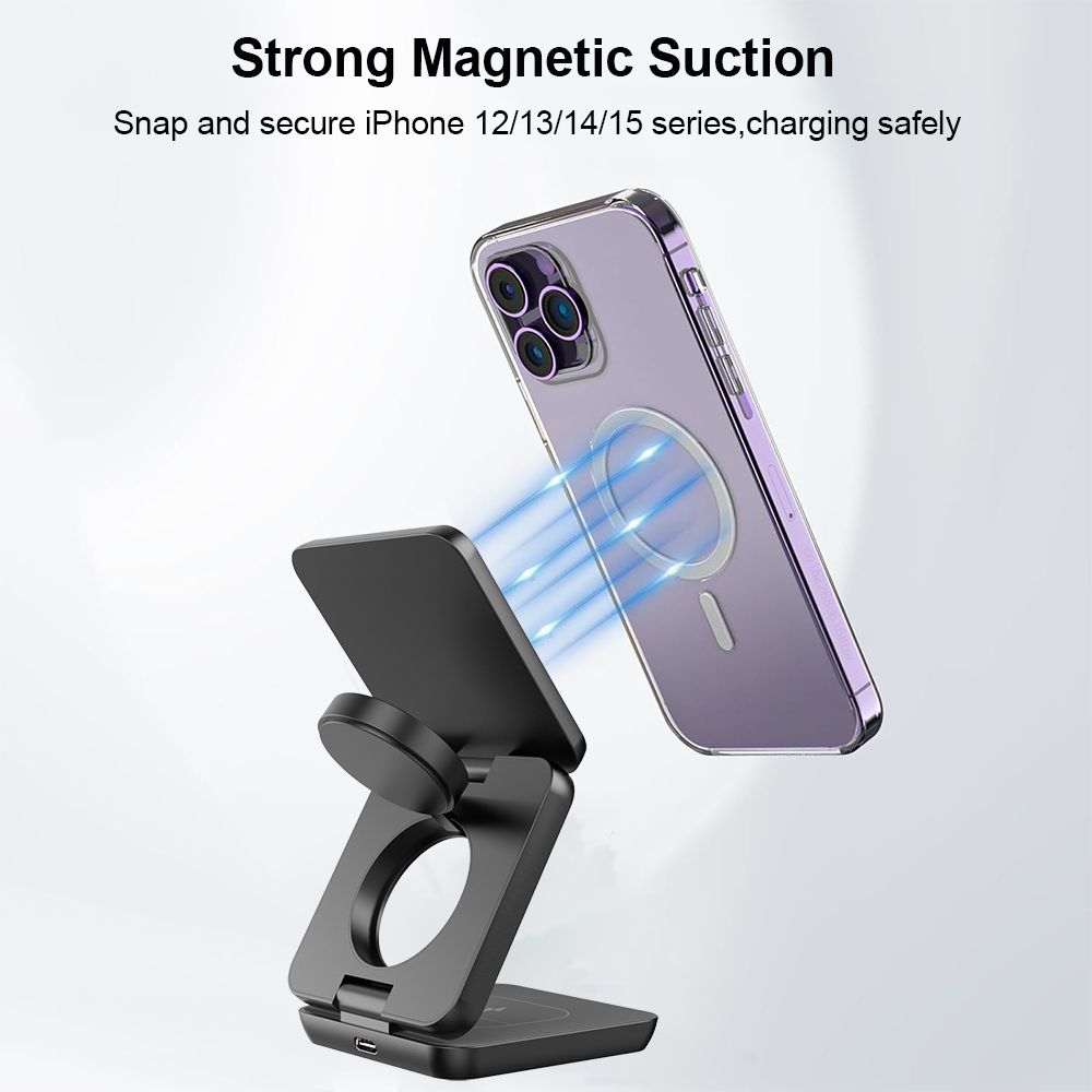 شاحن لاسلكي 3 في 1 محطة شحن لا - مراجعة Smartwatch Watches Compatible With Iphone وسعره
