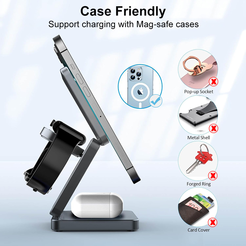 شاحن لاسلكي 3 في 1 محطة شحن لا - مراجعة Smartwatch Watches Compatible With Iphone وسعره