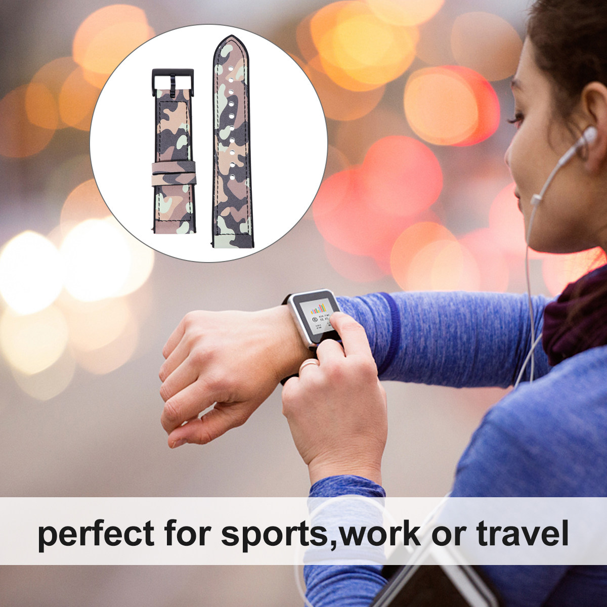 حزام ساعة 22 مم بتصميم مموه مص - مراجعة Smartwatch Premium Watches For Women وسعره