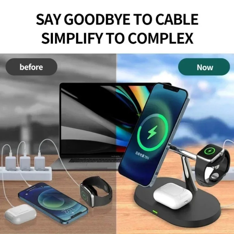 شاحن لاسلكي مغناطيسي 3 في 1 من - مراجعة Smartwatch Watches Compatible With Iphone وسعره