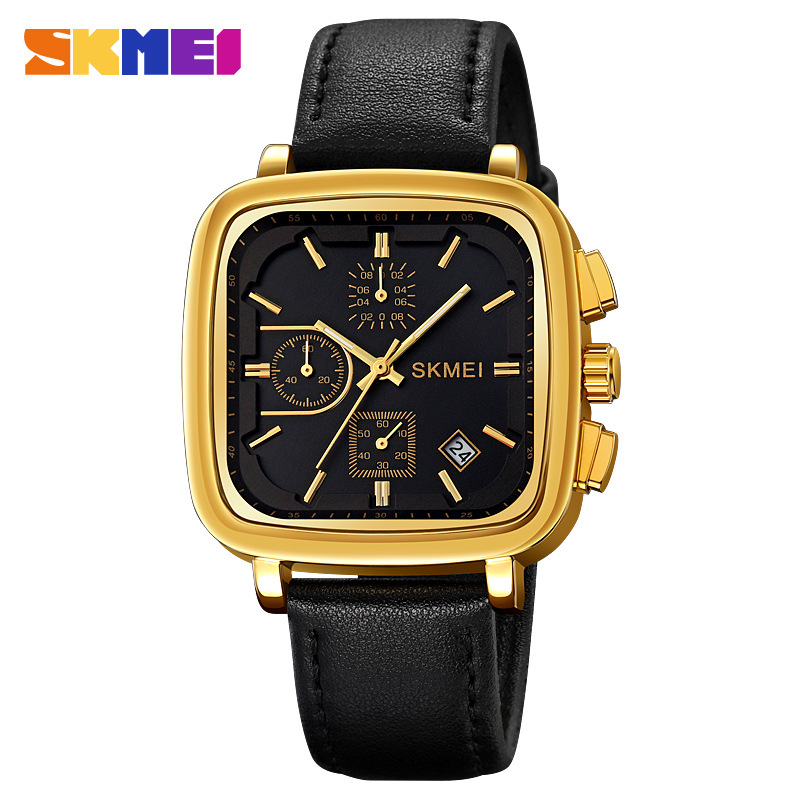 ساعة رجالية مربعة الشكل بحركة  - مراجعة Leather Watch Strap وسعره