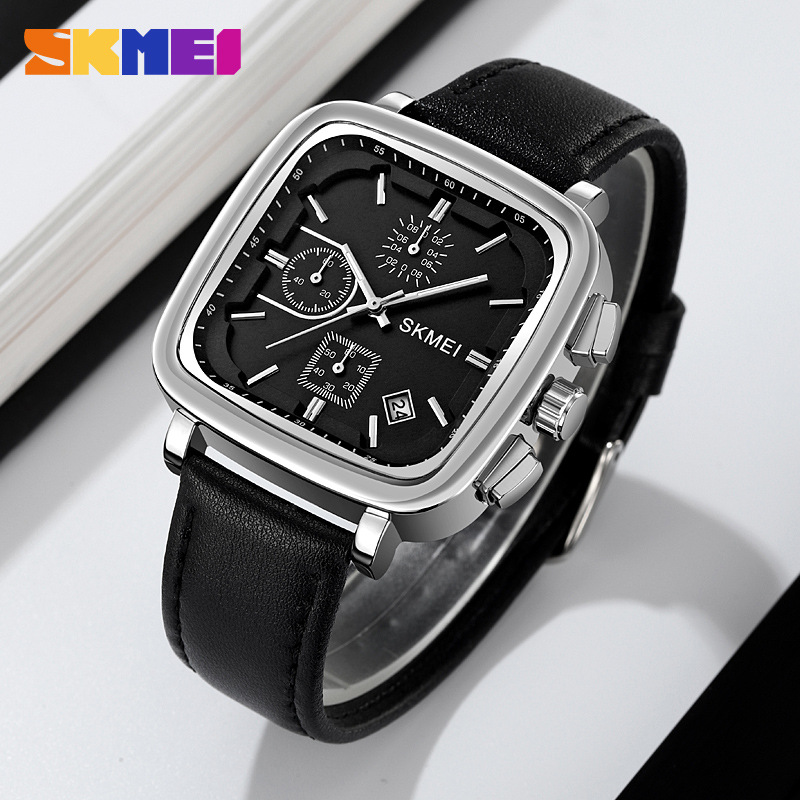 ساعة رجالية مربعة الشكل بحركة  - مراجعة Leather Watch Strap وسعره