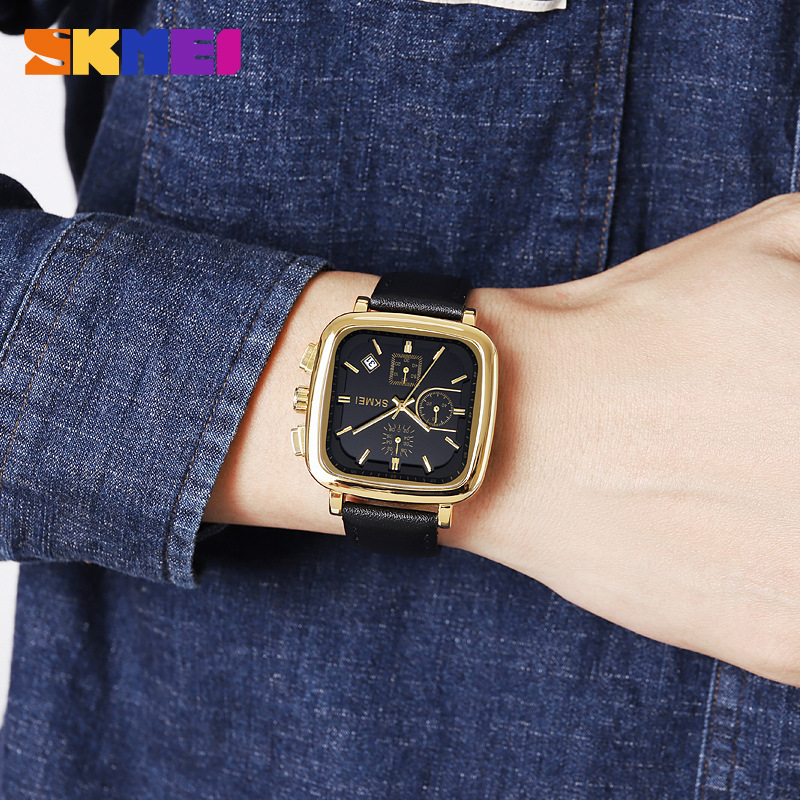 ساعة رجالية مربعة الشكل بحركة  - مراجعة Leather Watch Strap وسعره