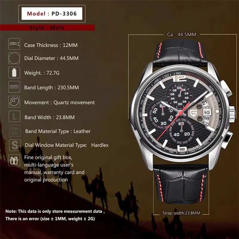 ساعة رجالية كوارتز من PAGANI-D - مراجعة Leather Watch Strap وسعره