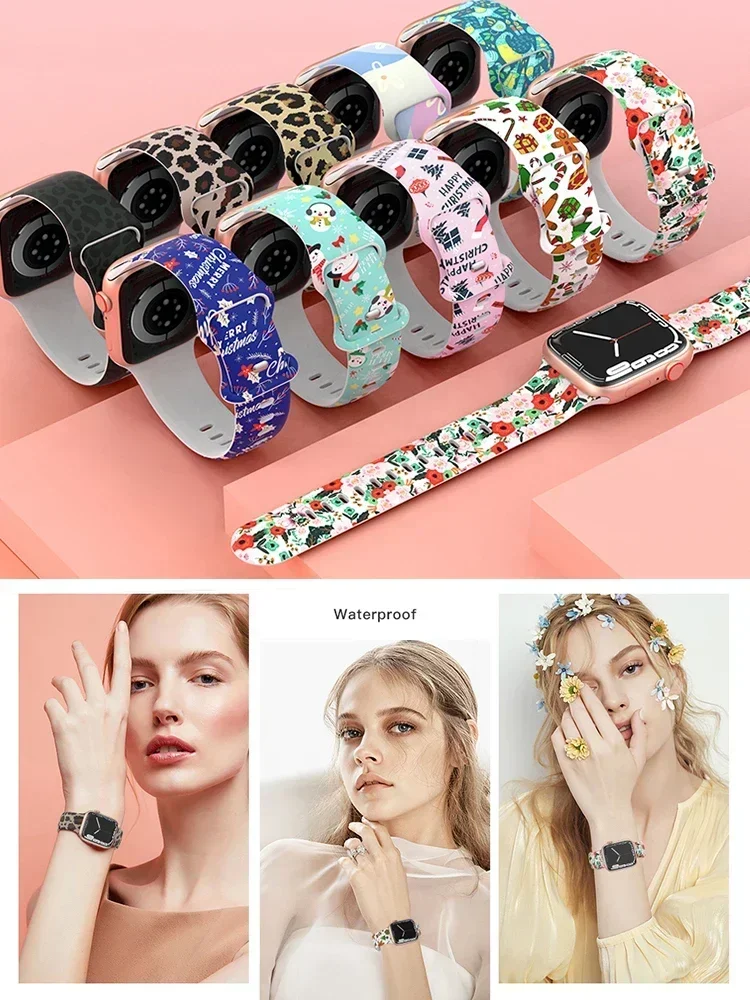المطبوعة سيليكون الفرقة ل أبل  - مراجعة Smartwatch Iphone Watches For Women وسعره