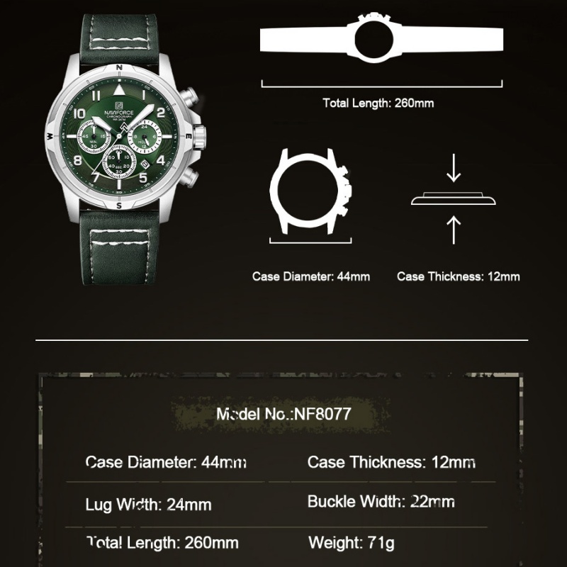 ساعة NAVIFORCE Bussiness للرجا - مراجعة Leather Watch Strap وسعره