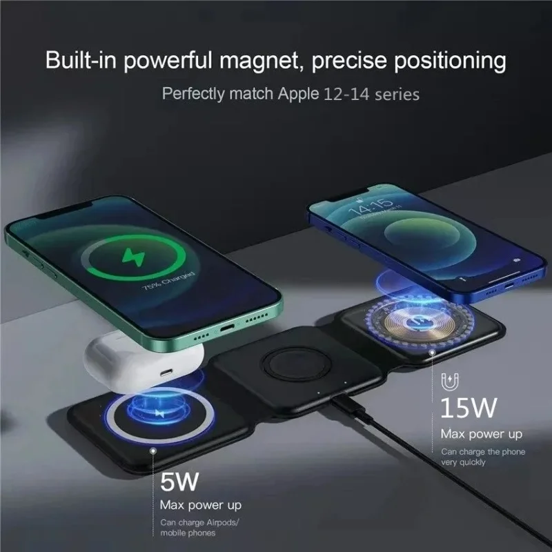 شاحن لاسلكي مغناطيسي محمول 3 ف - مراجعة Smartwatch Watches Compatible With Iphone وسعره