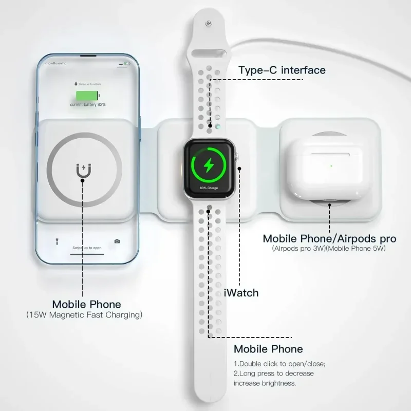 شاحن لاسلكي مغناطيسي محمول 3 ف - مراجعة Smartwatch Watches Compatible With Iphone وسعره